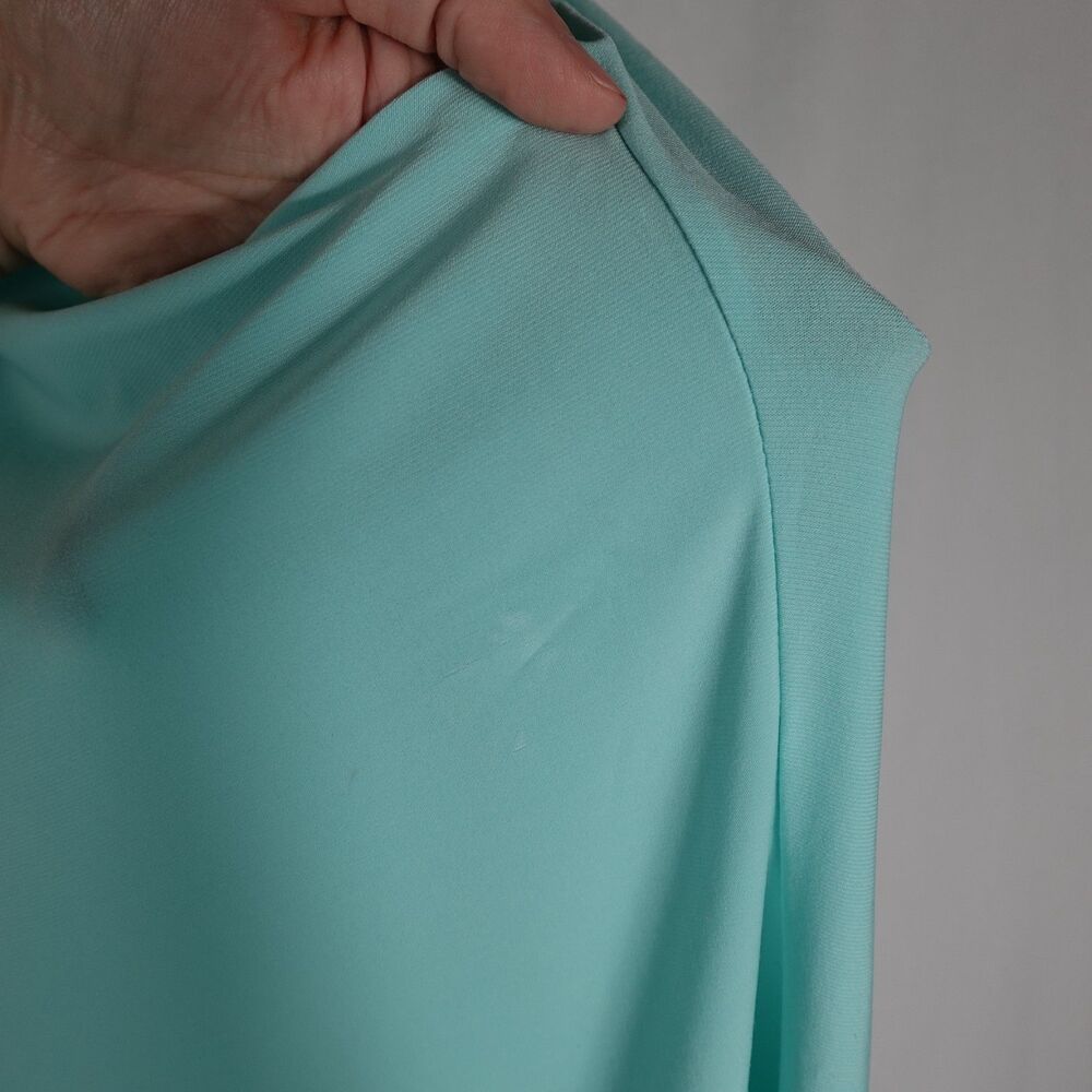 Dressbarn XL Cowl Neck Blouse Aqua Blue Sleeveless Tank Pullover Stretch Career - Picture 3 of 16
